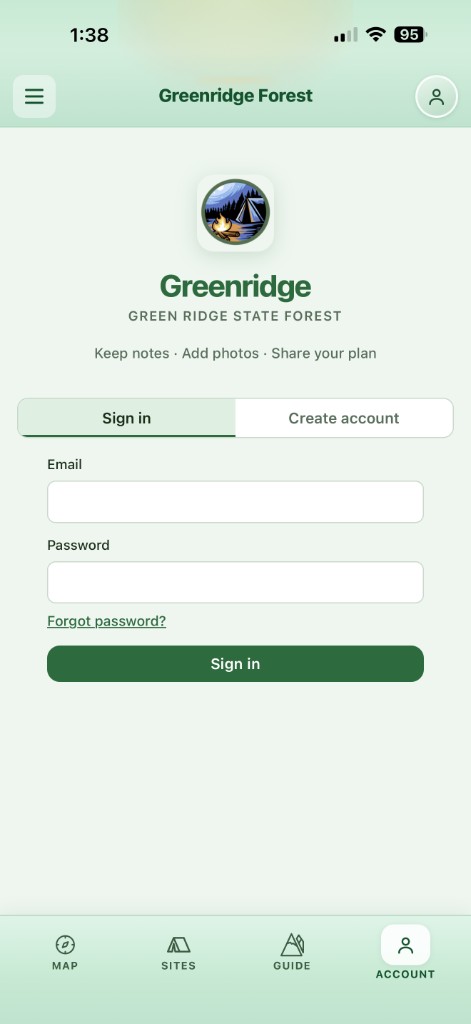 Greenridge sign-in screen